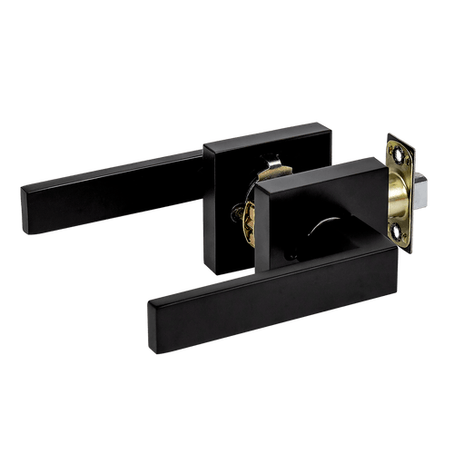 Door Handle Set Lever Passage Function Square Black