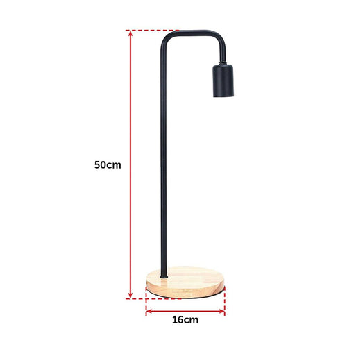 Modern Black Table Lamp Desk Light Timber Base Bedside Bedroom