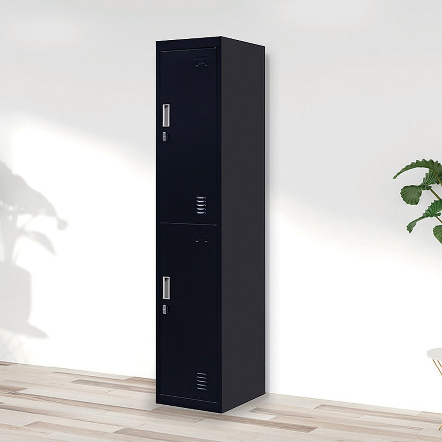 2-Door Black Locker Cabinet Padlock-operated – Secure & Durable