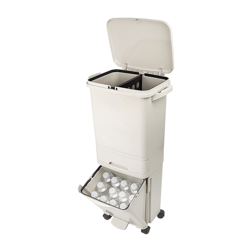 42L Rubbish Bin Waste Trash Can Pedal Recycling Kitchen Wheel 2 Compartment