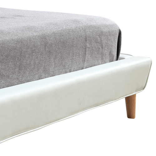 Queen PU Leather Deluxe Bed Frame - White