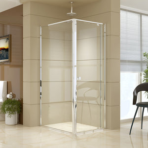 Front: (74~82) x 195cm Adjustable Semi Frameless Shower Screen in Chrome Side: (98~101) x 195cm