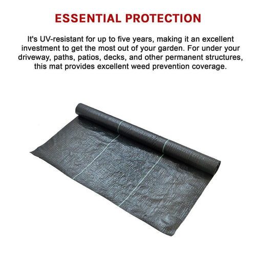 Heavy Duty Weed Control PP Woven Fabric Weed Mat Gardening Plant 30 x 1.83m