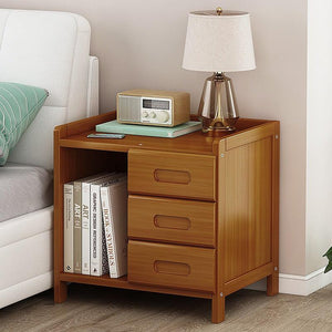 Bamboo Bedside Table Nightstand Storage Bedroom Sofa Side Stand - Dark Wood