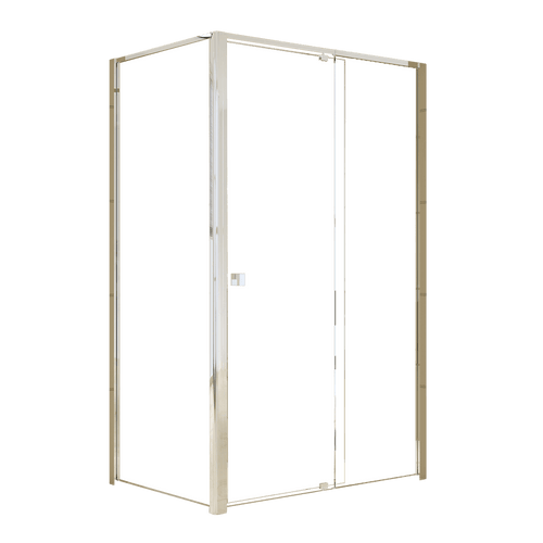 Front: (114~122) x 195cm Adjustable Semi Frameless Shower Screen in Chrome Side: (98~101) x 195cm