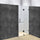 120 x 200cm Wall to Wall Frameless Shower Screen in Black Hardware with Round Handle