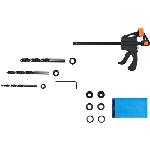 14X Pocket Hole Jig Kit Woodworking Drill Hole Locator Craft Carpenters + F Clip