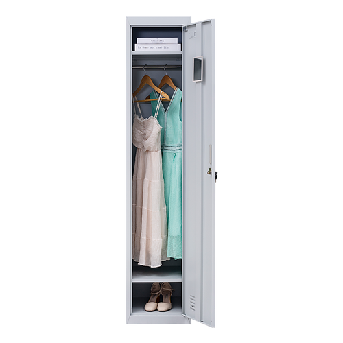 Lockable 1-Door Grey Locker for Home or Office - Standard Lock with 2 Keys