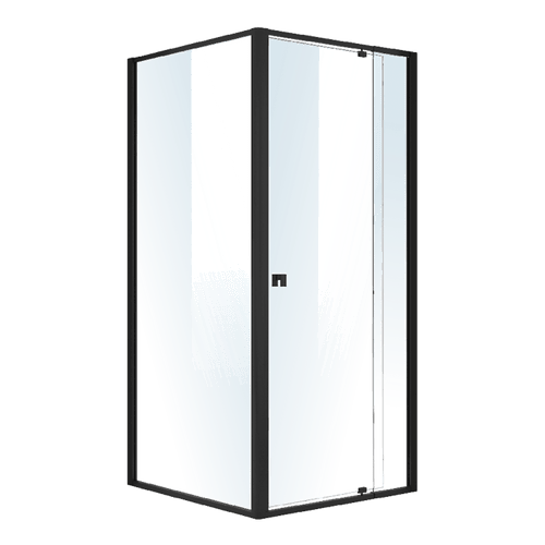 Front: (82~90) x 195cm Adjustable Semi Frameless Shower Screen in Black Side: (89~92) x 195cm