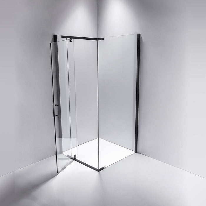 900 x 800 x 1900mm Framed Safety Glass Pivot Door Shower Screen in Black