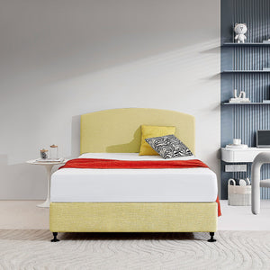 Linen Fabric Curved Double Bed Deluxe Headboard Bedhead Sulfur Yellow 