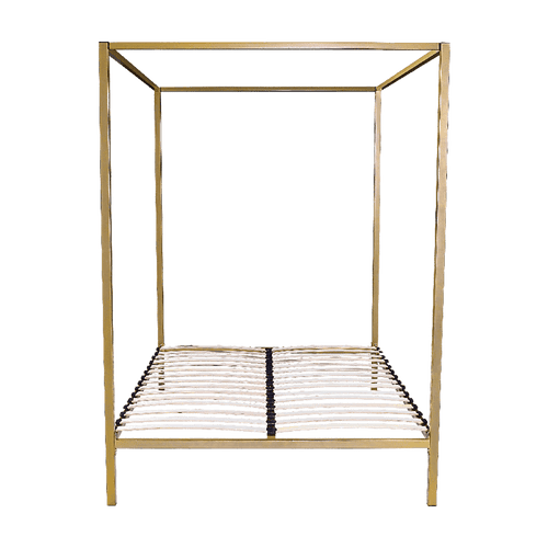 4 Four Poster Queen Bed Frame - Gold