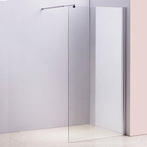 100 x 210cm Frameless 10mm Safety Glass Shower Screen in Round CHROME