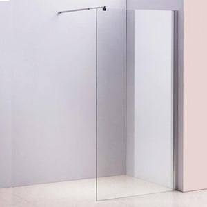 100 x 200cm Frameless 10mm Safety Glass Shower Screen in Round CHROME