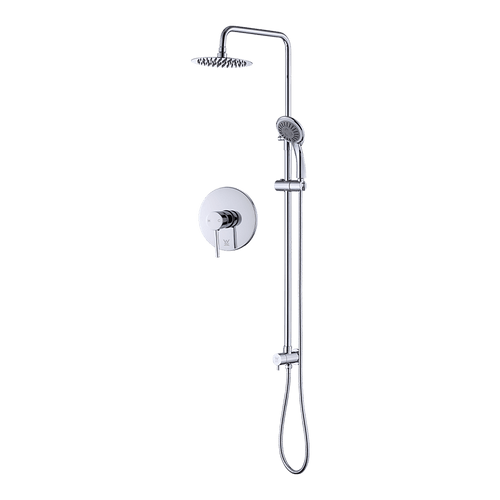 WELS 8" Chrome Rain Shower Dual Rounded Heads Set with Handheld