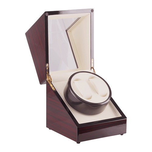 Automatic Dual Watch Winder Wood Display Box Case Motor Rotation Storage