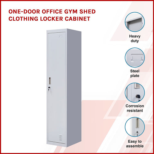 Lockable 1-Door Grey Locker for Home or Office - Standard Lock with 2 Keys
