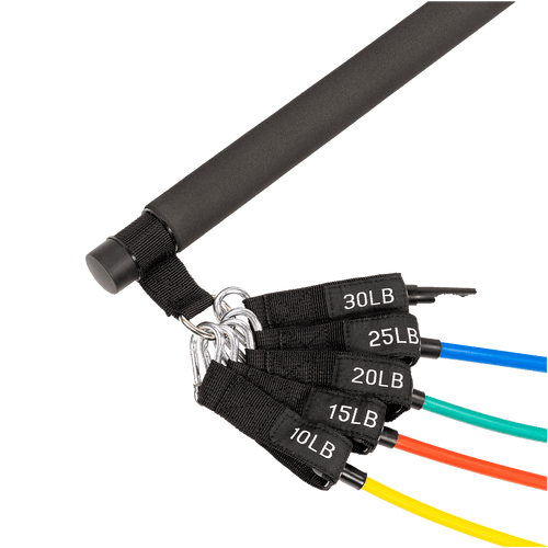 Exercise Pilates Bar Kit Resistance Bands Yoga Fitness Stretch Workout Gym