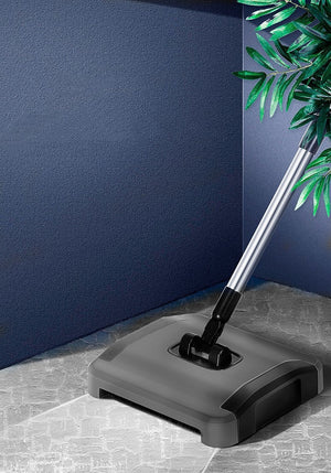 Sweep Carpet & Floor Manual Light Sweeper Dual Rotating Brushes