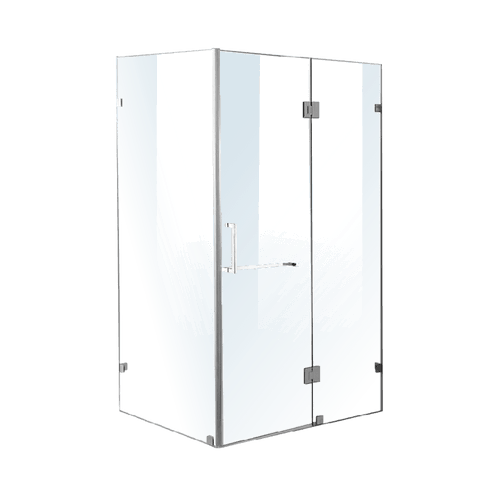 120 x 100cm Frameless 10mm Glass Shower Screen By Della Francesca CHROME Hardware,SQUARE Handle
