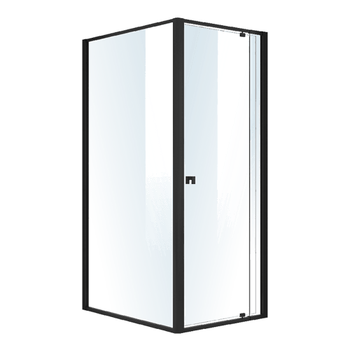 Front: (74~82) x 195cm Adjustable Semi Frameless Shower Screen in Black Side: (98~101) x 195cm