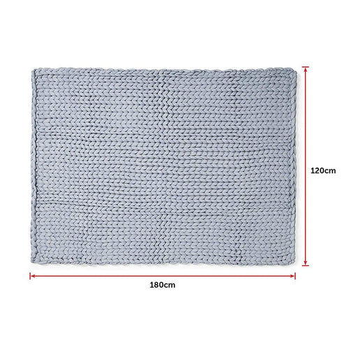 Hand Knitted Chunky Blanket Thick Acrylic Yarn Blanket Home Decor Throw Rug - Grey