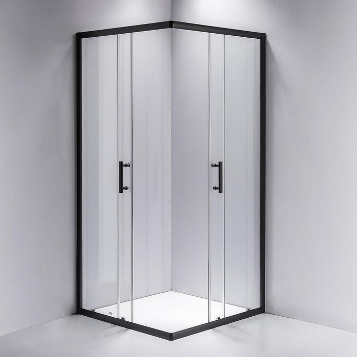 800 x 800mm Sliding Door Nano Safety Glass Shower Screen in Black