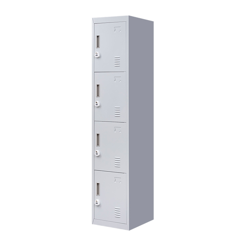 Grey Locker with 4 Doors & 3-Digit Combination Lock – Storage for Gym, School, or Workplace