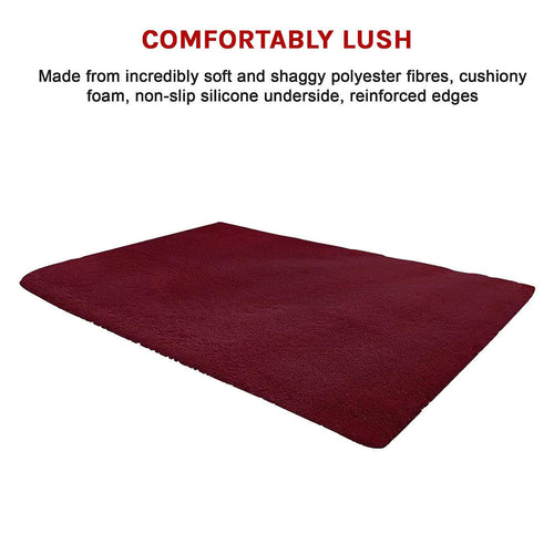 200x140cm Floor Rugs Large Shaggy Rug Area Carpet Bedroom Living Room Mat Burgundy