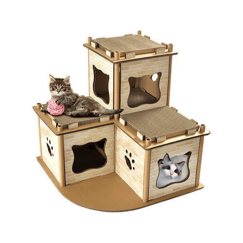 Cat Cardboard House Tree Tower Condo Scratcher Pet Post Pad Mat Furniture
