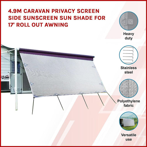 4.9 x 1.8m Caravan Privacy Screen Side Roll Out Awning
