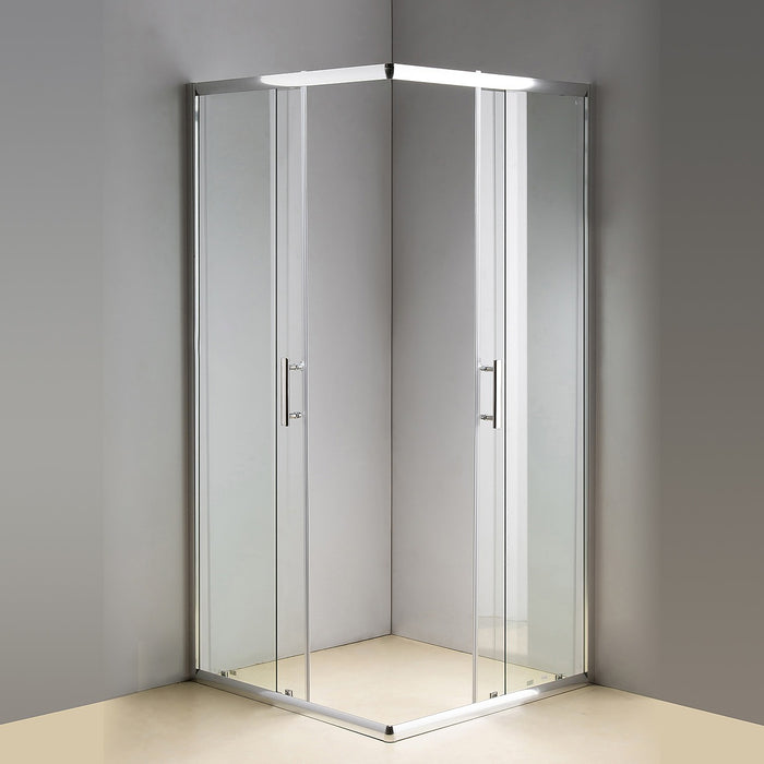 900 x 100mm Sliding Door Nano Safety Glass Shower Screen in CHROME