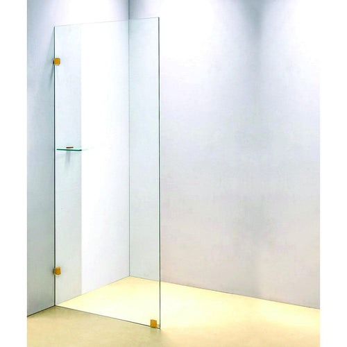 70 x 200cm Frameless 10mm Safety Glass Shower Screen Gold Finish