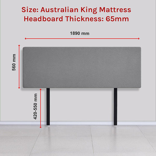 Linen Fabric Rectangular King Bed Deluxe Headboard Bedhead Night Ash 