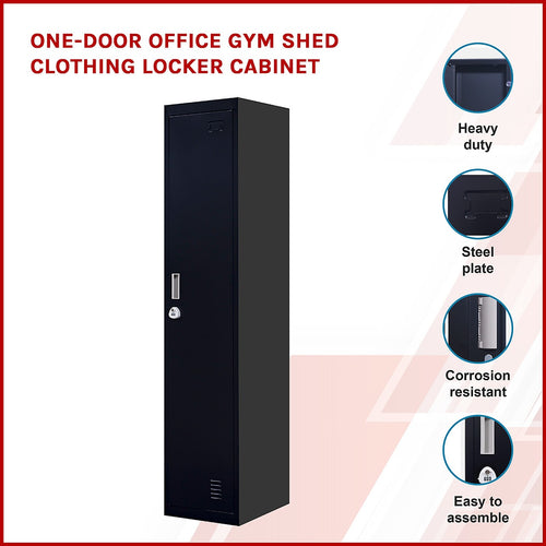 Lockable 1-Door Black Locker for Home or Office - 3-Digit Combination Lock