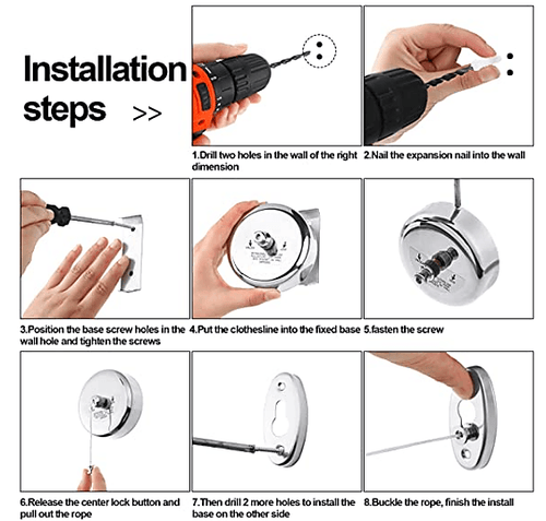 Stainless Steel Retractable Single Clothes Line Dryer Laundry Indoor Outdoor