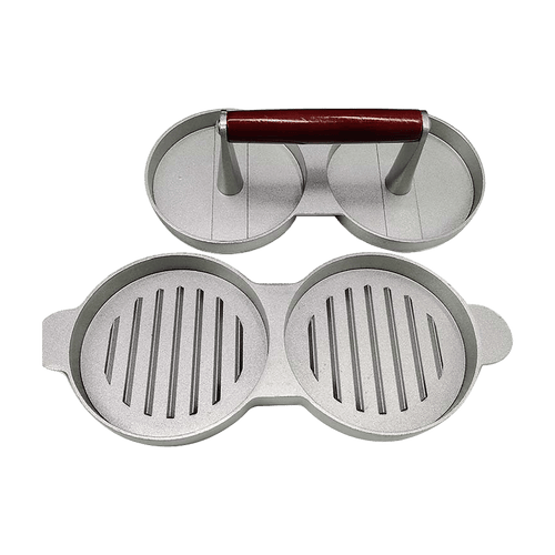 Double Burger Press Hamburger Maker Non Stick Aluminium Beef Patty Meat BBQ