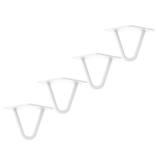 Set of 4 White Industrial Retro Hairpin Table Legs 12mm Steel Bench Desk - 11cm