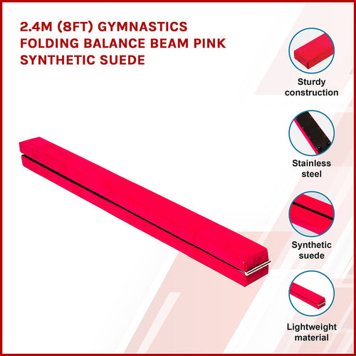 2.4m (8FT) Gymnastics Folding Balance Beam – Pink Training Equipment