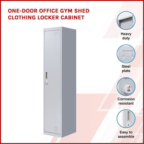 Lockable 1-Door Grey Locker for Home or Office - 3-Digit Combination Lock