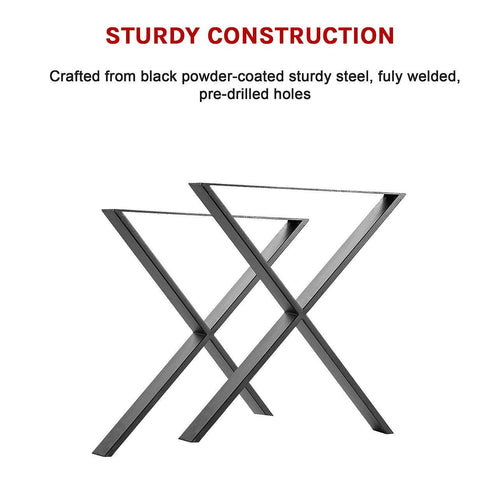 X-Shaped Table Bench Desk Legs Retro Industrial Design Fully Welded