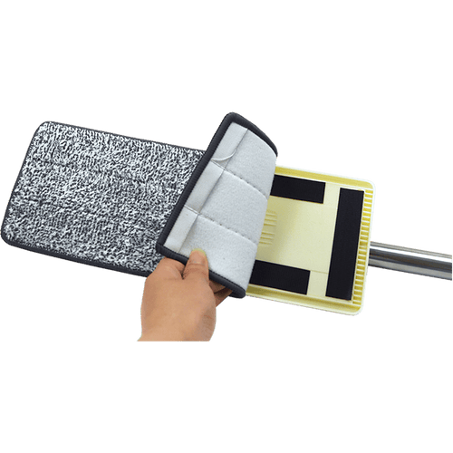 4x Microfiber Pads Flat Mop Bucket Kit 360 Rotating Self Wash Cleaning