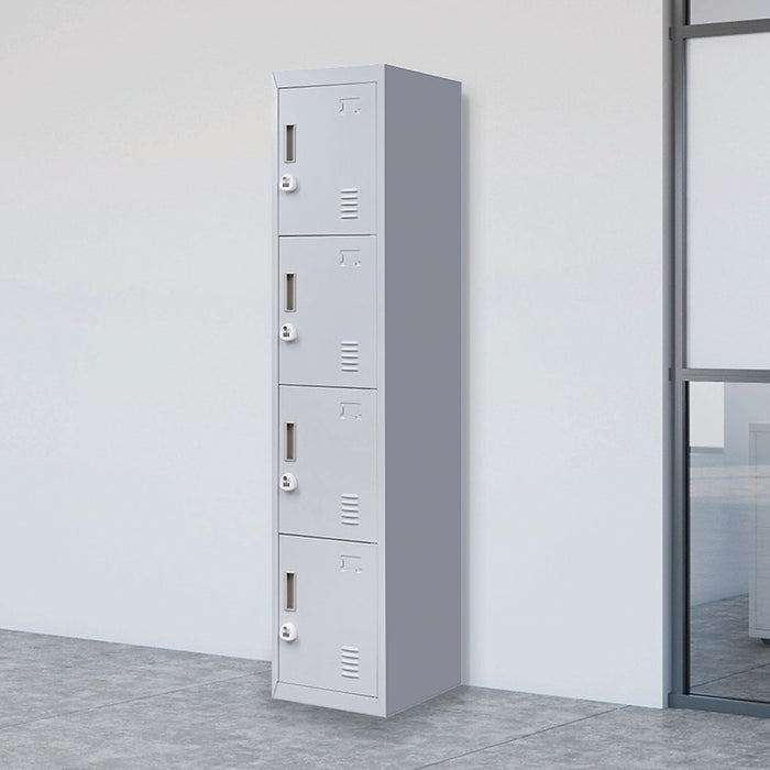Grey 4-Door Locker for Office Gym Shed School Home Storage - 3-Digit Combination Lock