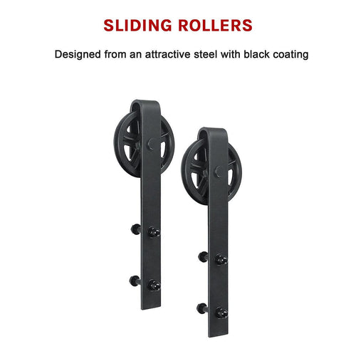 2m Big Spoke Wheel Black Sliding Barn Door Hardware