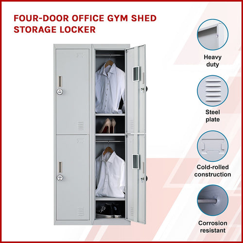 2x2 Door Grey Metal Locker – Secure Storage with 4-Digit Combination Lock