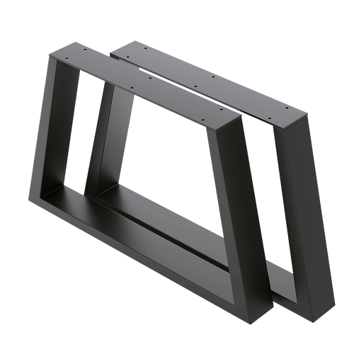 Trapezium-Shaped Table Bench Desk Legs Retro Industrial Design Fully Welded - Black