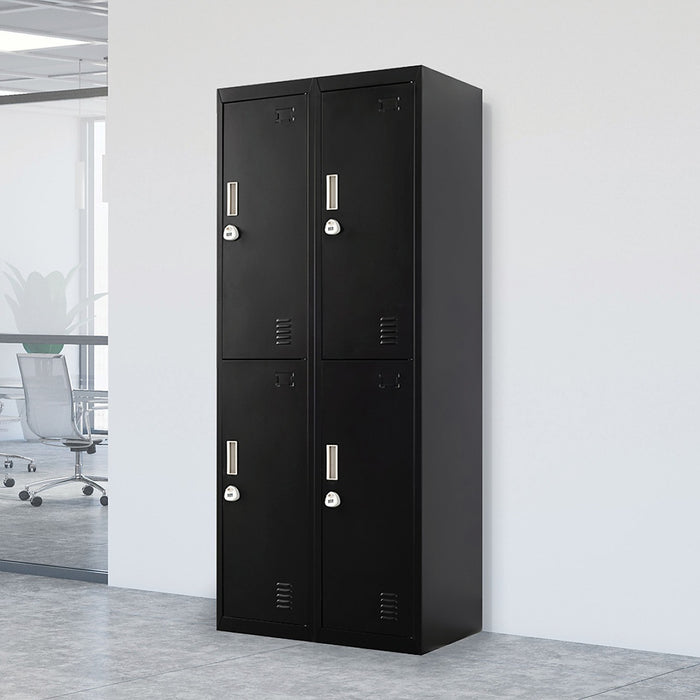 Black Four-Door Office Gym Shed Storage Locker- 4-Digit Combination Lock