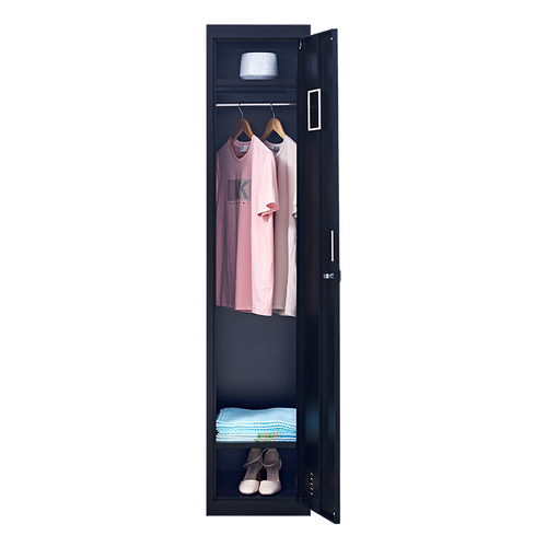 Lockable 1-Door Black Locker for Home or Office - Padlock-operated