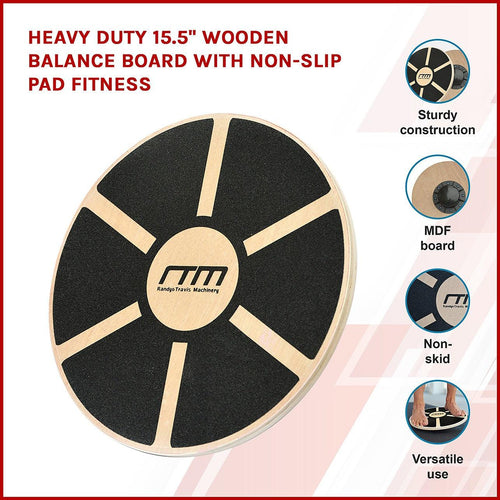 Heavy Duty 15.5" Wooden Balance Board with Non-Slip Pad Fitness 