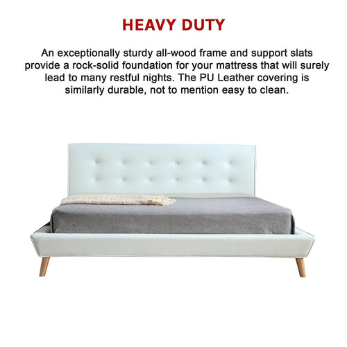 King PU Leather Deluxe Bed Frame - White